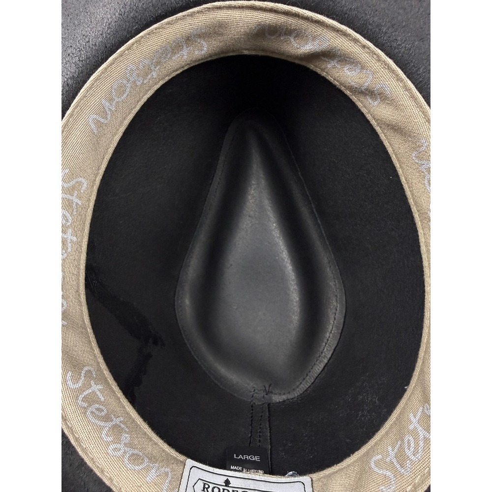 Stetson Rodeo Dr Collection Black Leather Cowboy Hat Studded Concho Large - Picture 8 of 13